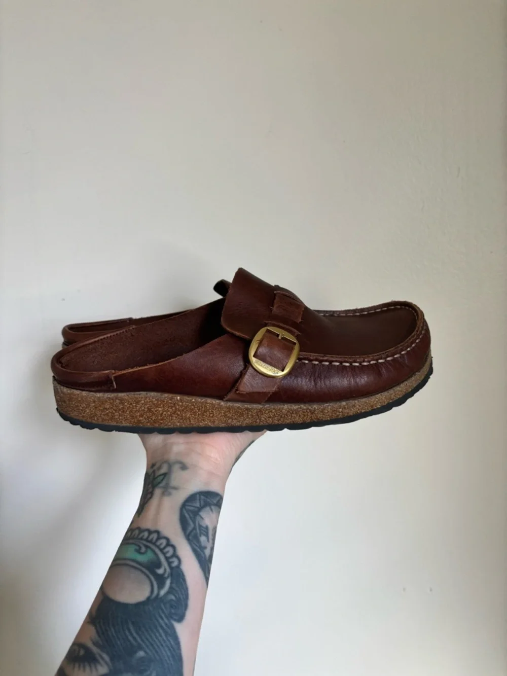 Birkenstock Buckley Oiled Leather Clogs In Cognac - Picture 5 of 12